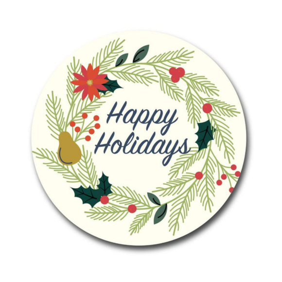 1000 wafer Christmas wreath Happy Holidays sticker - Picture 4 of 7